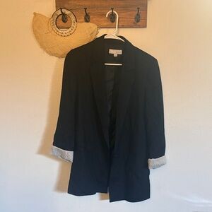 Zara Black Blazer with Striped Cuffs